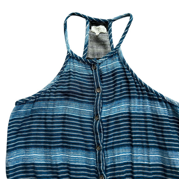 Lou & Grey Small Romper Blue Gray Striped‎ "Baja" Sleeveless Coastal Preppy (9) - Picture 7 of 9